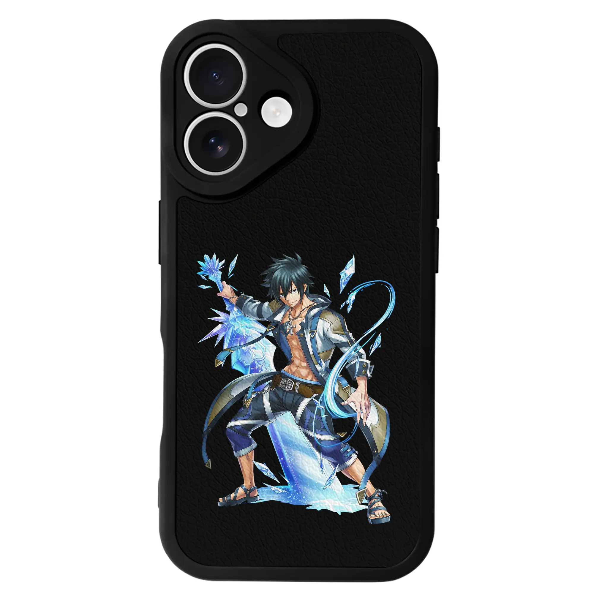 フェアリーテイル グッズ グレイ・フルバスター - IPhone 16シリーズ対応 ・ シリコンスマホケース ・ レザー調 ・ 高精度フィット ・ 耐衝撃 ・ ワイヤレス充電対応 ・ 精密カット